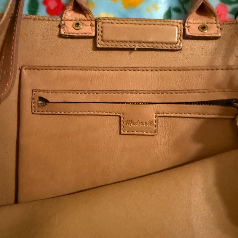 Madewell leather Two-Tone Tan and Cream Women's Tote Bag - Picture 2 of 2